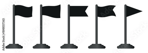 Obraz Vector waving flags icon set isolated . Realistic white advertising textile vector flag. 