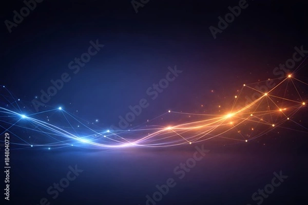 Obraz Abstract Digital Data Flow Background with Glowing Network Lines
