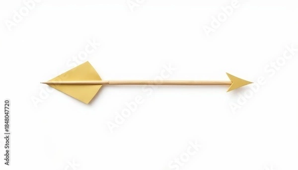 Fototapeta Yellow paper arrow pointing right on white background  