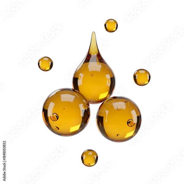 Obraz Abstract Golden Liquid Drops and Spheres Composition
