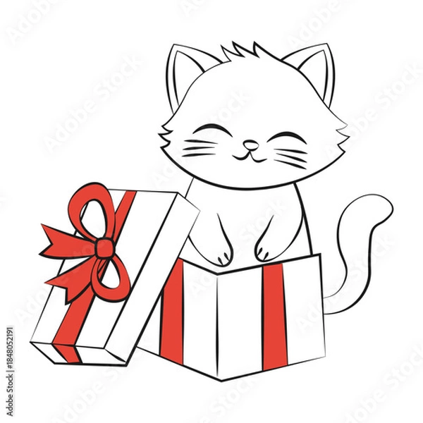 Obraz cat with gift box