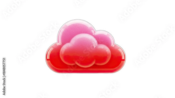 Obraz Glossy Red Cloud Icon on White Background