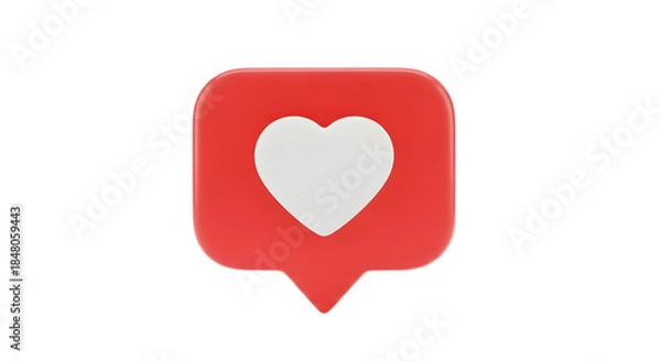Obraz Red heart chat bubble icon on black background
