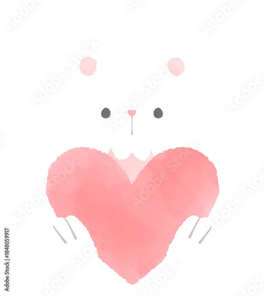 Fototapeta ピンク色のハートを持った熊のイラスト