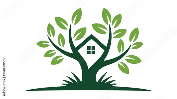 Obraz Tree with house shaped canopy Vector