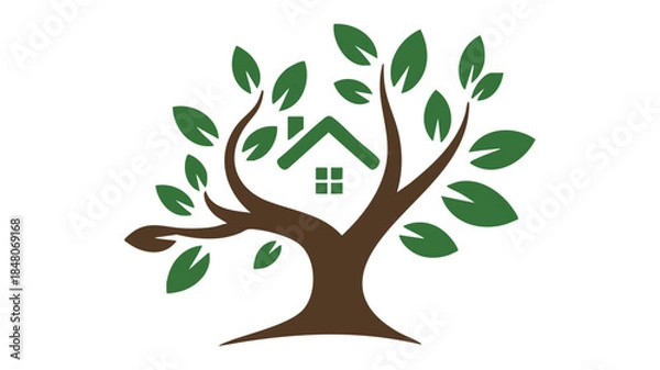 Obraz Tree with house symbol Vector