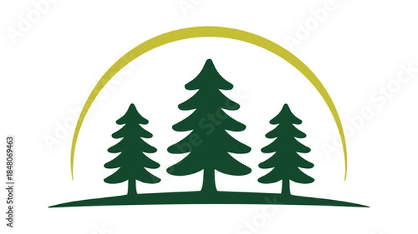 Obraz Three pine trees under golden sun Vector