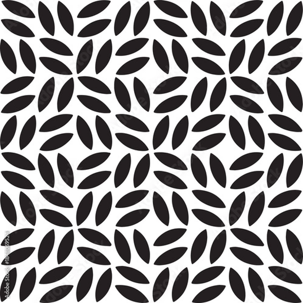 Obraz Seamless black and white pattern of stylized petals forming a geometric floral design, abstract tessellation, high contrast, vector graphic style