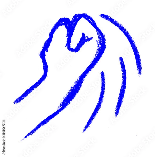 Obraz Punch Hitting Action Icon Crayon Chalk Drawing Doodle Vector