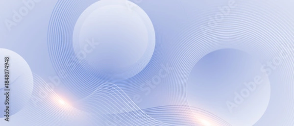 Obraz Soft blue gradient abstract background with wave lines and circle shapes. 