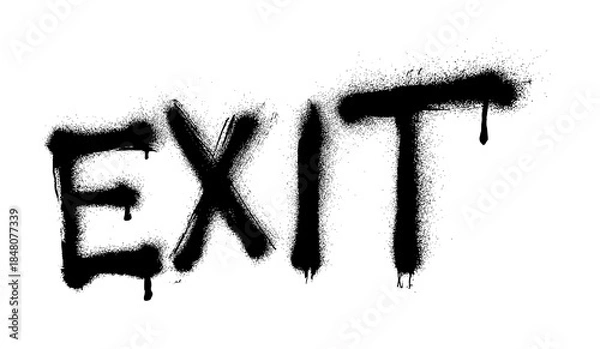 Obraz Exit Text Brush Stroke Paint Drip PNG Transparent