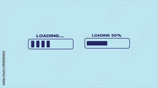 Obraz Loading bar illustration with progress indicator on blue background 