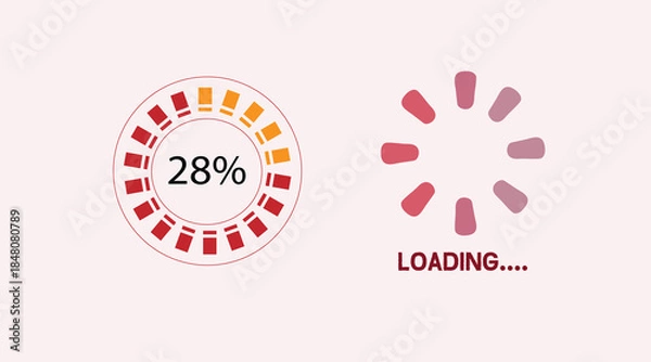 Obraz Circular loading spinner icon preloader, rotating radial bar progress indicator symbol, buffering animation for website, app, video