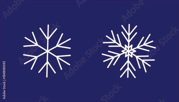 Obraz Snowflake solid icon, New Year concept, frozen winter flake symbol on blue background