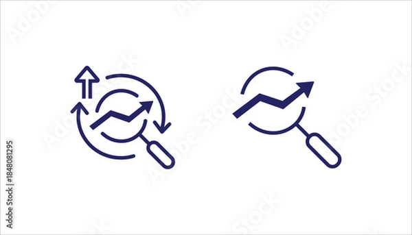 Obraz Analysis and statics icon set. Graph, chart, analytics, growth line icon vector