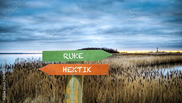 Obraz Signposts the direct way to rest versus hectic