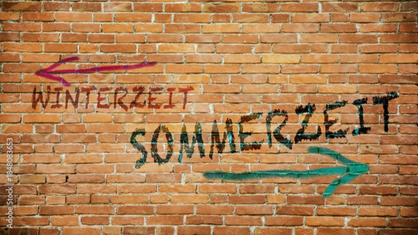 Obraz Signposts the direct way to Daylight Saving Time versus Winter Time