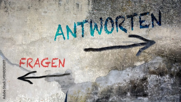 Obraz Signposts the direct way to Answer vs Question