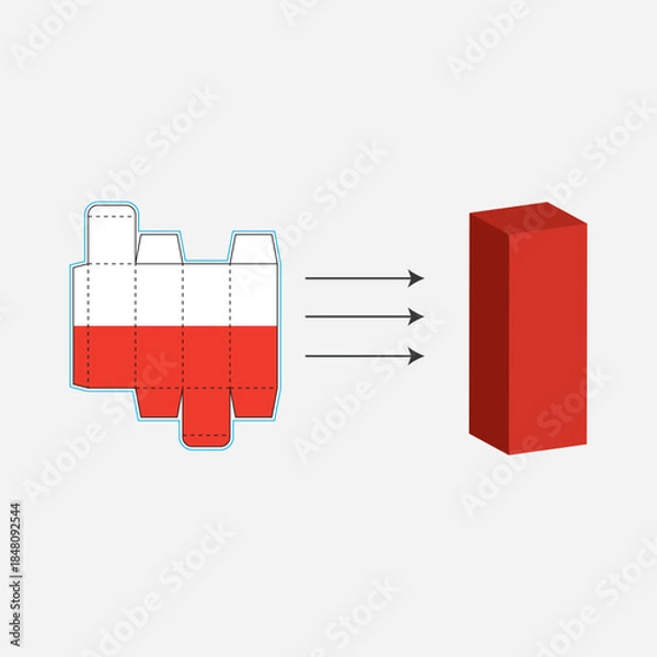 Obraz cardboard box template into a finished package vector illustration 