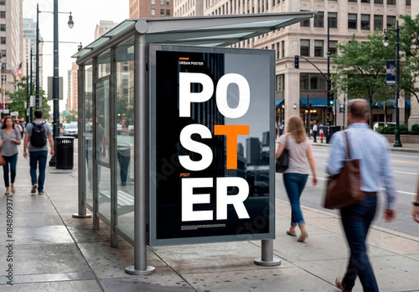Obraz Street bus stop billboard mockup