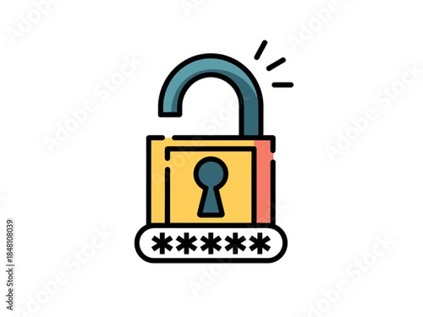 Obraz Colorful Open Padlock with Password