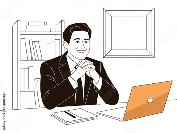 Obraz Businessman Working on Laptop Computer