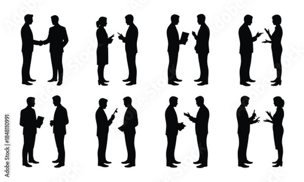 Fototapeta Business People Communication Silhouette Set