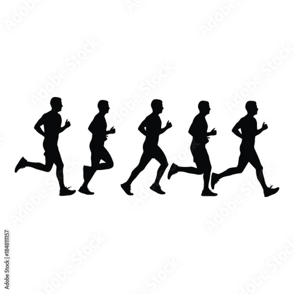 Fototapeta Five runners in motion