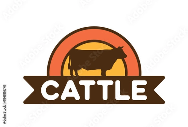 Obraz Cattle Logo with Cow Silhouette