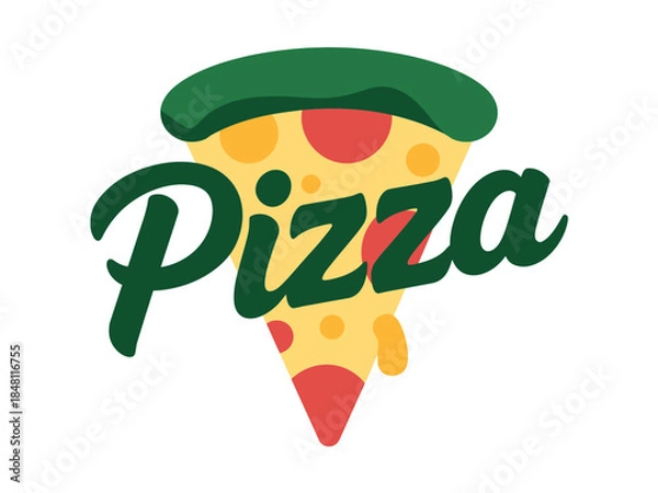 Obraz Colorful Pizza Slice with Green Crust