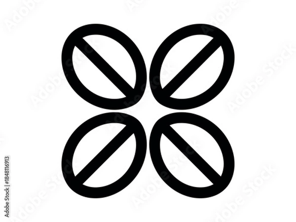 Obraz Four Prohibition Signs in Black