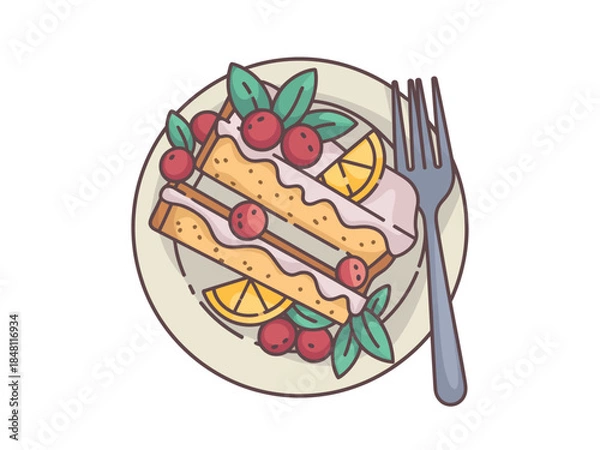 Obraz Delicious Cake with Fresh Fruits