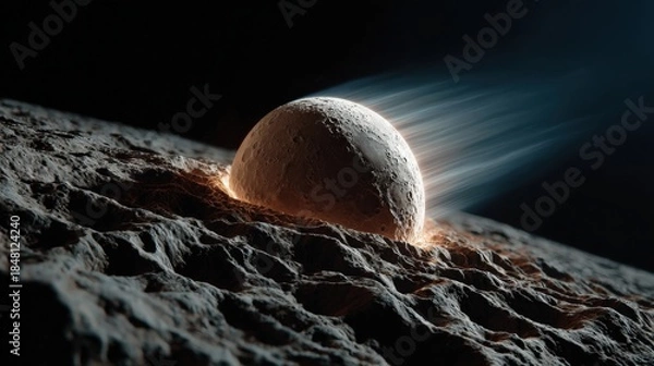 Obraz A beautifully rendered celestial sphere glows softly, transitioning light trails enhancing its allure, symbolizing exploration and the endless mysteries of outer space.