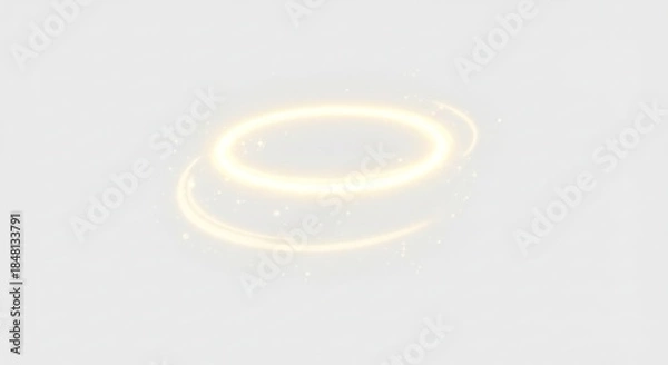 Obraz 輝く黄金色の光の輪が優雅に煌めく幻想的な視覚効果柔らかな輝きが神秘的な美しさを演出する. AI Generated