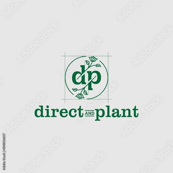 Obraz Circle logo leaf with initial letter dp design template illustration