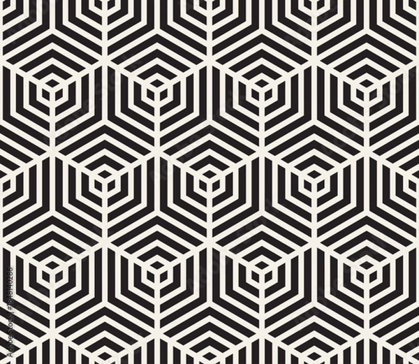 Obraz Vector seamless pattern. Modern stylish abstract texture. Geometric black and white pattern with repeated hexagons.