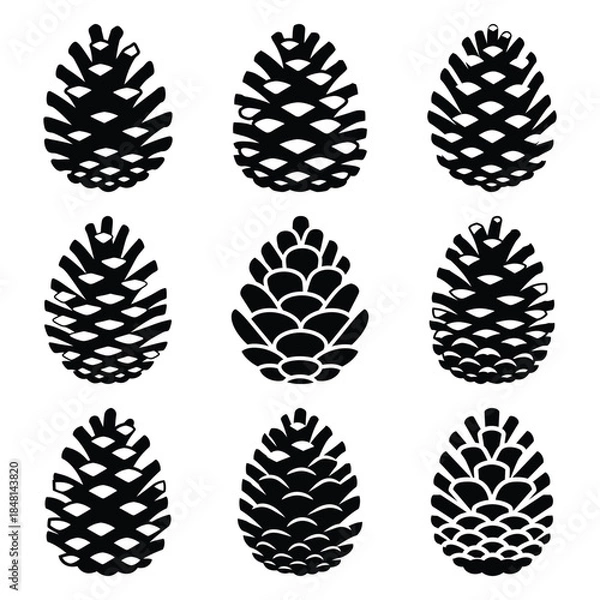 Obraz pine cone silhouette icon set