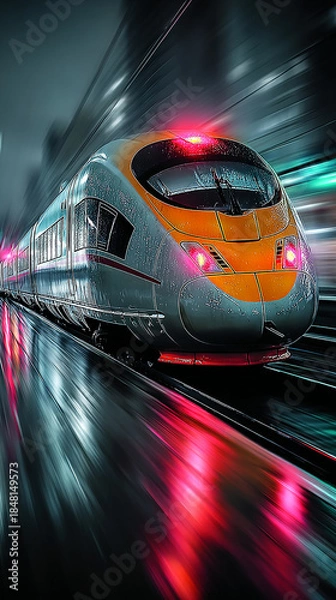 Obraz High Speed Modern Train in Motion Blur