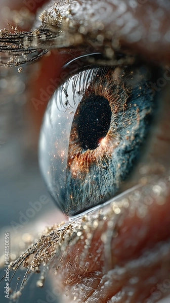 Obraz Close Up Macro of Human Eye with Galaxy