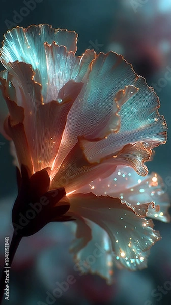 Obraz Single Glowing Translucent Flower with Sparkles