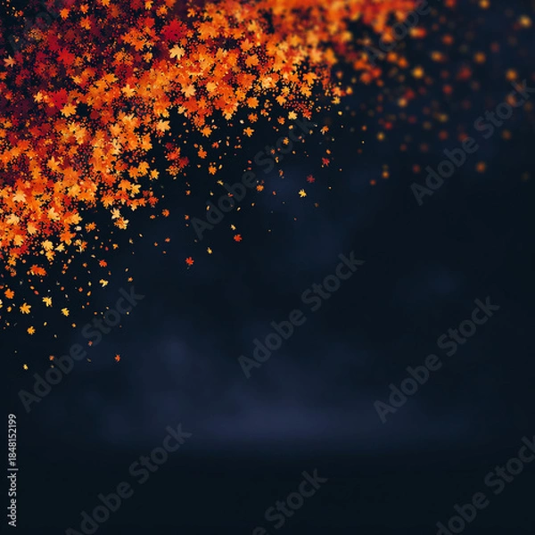 Obraz Floating Autumn Maple Leaves on Dark Background