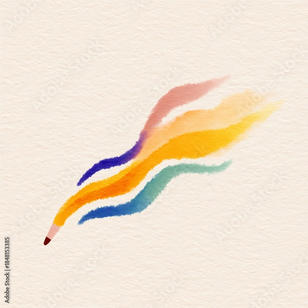 Obraz Pencil Drawing Colorful Watercolor Smoke Trails