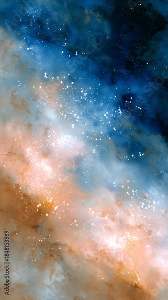 Obraz Abstract Cosmic Nebula with Glowing Particle Clouds