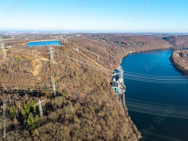 Fototapeta Köpchenwerk und Speicherbecken am Hengsteysee bei Dortmund - 2025