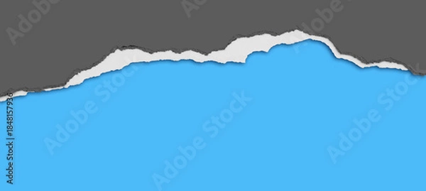 Obraz Ripped grey paper on blue background