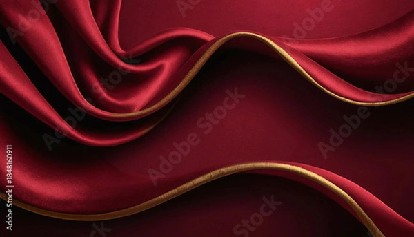 Obraz Elegant Red Silk Background with Golden Border.