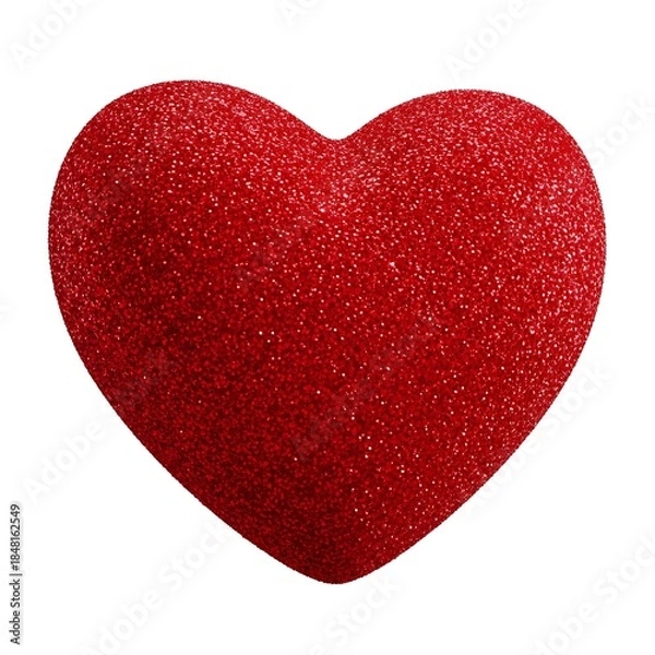 Fototapeta Glittery red heart shape isolated on white background for valentines day