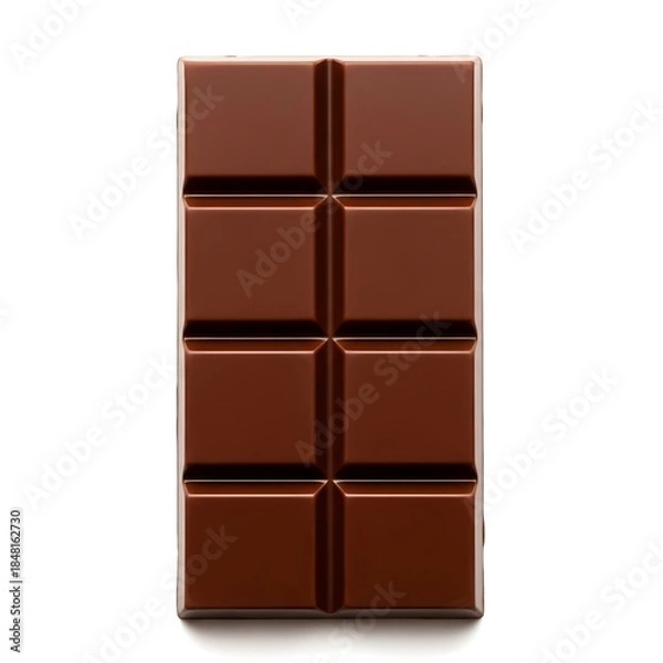 Fototapeta A delicious looking chocolate bar isolated on white background with smooth surface