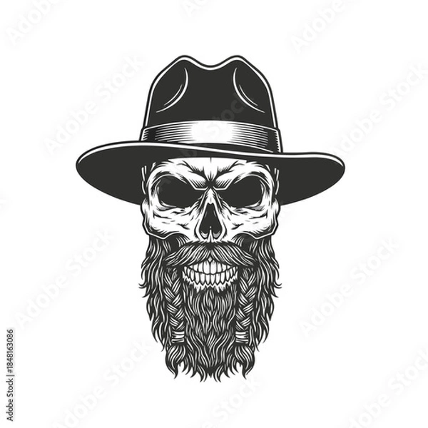 Fototapeta Skull wearing a hat