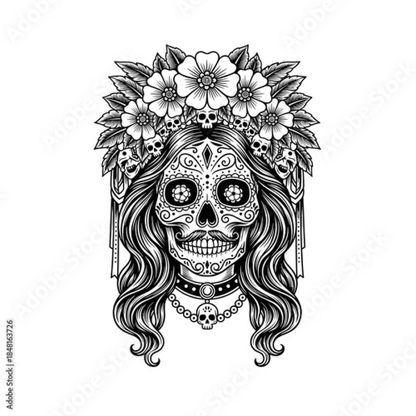 Fototapeta skull with tattoo